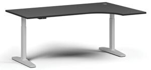Výškovo nastaviteľný stôl, elektrický, 675-1325 mm, rohový pravý, doska 1800x1200 mm, biela podnož, grafit