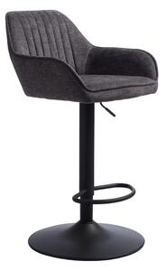 Tmavosivá čalúnená barová stolička s nastaviteľnou výškou/s podrúčkami (výška sedadla 65 cm) Nolan – Unique Furniture