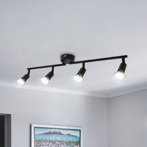 Stropné svietidlo Jade, čierne, 4-pl., GU10 LED, 3 000 K, Čierna, Obývacia izba / jedáleň, kov, Moderný, Stropné svetlo