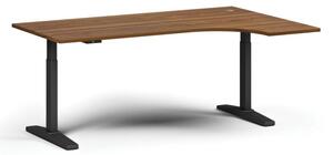 Výškovo nastaviteľný stôl ULIX, elektrický, 675-1325 mm, rohový pravý, doska 1800x1200 mm, čierna podnož, orech