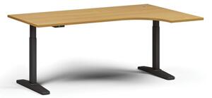 Výškovo nastaviteľný stôl, elektrický, 675-1325 mm, rohový pravý, doska 1800x1200 mm, čierna podnož, buk