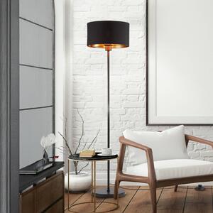 Stojacia lampa Kari, rovná, čierne/zlaté, textil, E27, Čierna, Obývacia izba / jedáleň, Textil / látka / hodváb, Moderný, Stojaca lampa
