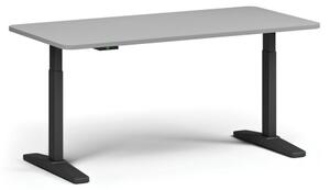 Výškovo nastaviteľný stôl, elektrický, 675-1325 mm, zaoblené rohy, doska 1600x800 mm, čierna podnož, sivá