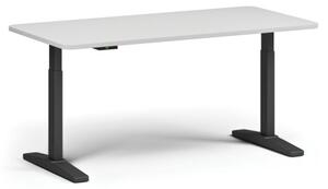 Výškovo nastaviteľný stôl, elektrický, 675-1325 mm, zaoblené rohy, doska 1600x800 mm, čierna podnož, biela