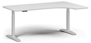 Výškovo nastaviteľný stôl, elektrický, 675-1325 mm, ľavý/pravý, doska 1800x1200 mm, biela podnož, biela