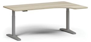 Výškovo nastaviteľný stôl, elektrický, 675-1325 mm, ľavý/pravý, doska 1800x1200 mm, sivá podnož, dub prírodný