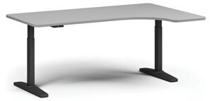 Výškovo nastaviteľný stôl, elektrický, 675-1325 mm, ľavý/pravý, doska 1800x1200 mm, čierna podnož, sivá