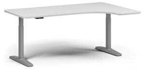 Výškovo nastaviteľný stôl, elektrický, 675-1325 mm, ľavý/pravý, doska 1800x1200 mm, sivá podnož, biela