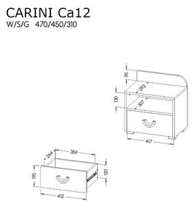 Nočná skrinka Carini CA12 Nash Oak/Biela Brilliant/Graphite