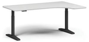 Výškovo nastaviteľný stôl, elektrický, 675-1325 mm, ľavý/pravý, doska 1800x1200 mm, čierna podnož, biela