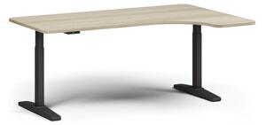 Výškovo nastaviteľný stôl, elektrický, 675-1325 mm, ľavý/pravý, doska 1800x1200 mm, čierna podnož, dub prírodný