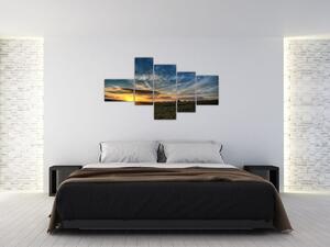 Západ slnka na poli - moderný obraz (Obraz 150x85cm)