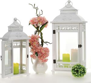 Biele drevené lampáše 67 cm
