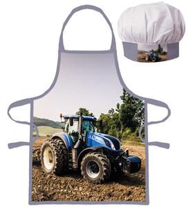 DETSKÁ ZÁSTERA S ČIAPKOU TRACTOR 45X50 CM, 2X33CM VZOROVANÁ