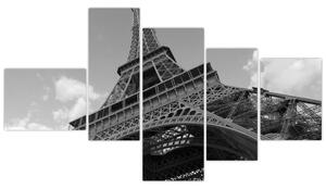 Čiernobiely obraz Eiffelovej veže (Obraz 150x85cm)