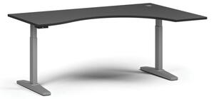 Výškovo nastaviteľný stôl, elektrický, 675-1325 mm, ergonomický pravý, doska 1800x1200 mm, sivá podnož, grafit