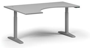 Výškovo nastaviteľný stôl ULIX, elektrický, 675-1325 mm, ergonomický ľavý, doska 1600x1200 mm, šedá podnož, šedá
