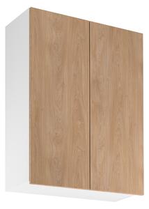 Vysoká horná kuchynská skrinka SALERNO - šírka 80 cm, biela / dub