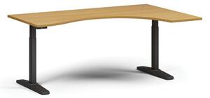 Výškovo nastaviteľný stôl ULIX, elektrický, 675-1325 mm, ergonomický pravý, doska 1800x1200 mm, čierna podnož, buk