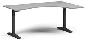 Výškovo nastaviteľný stôl, elektrický, 675-1325 mm, ergonomický pravý, doska 1800x1200 mm, čierna podnož, sivá