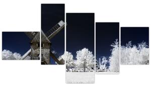 Veterný mlyn v zimnej krajine - obraz (Obraz 150x85cm)