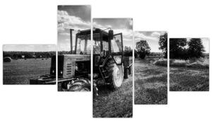 Čiernobiely obraz traktora (Obraz 150x85cm)
