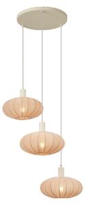 Japandi závesná lampa béžová s látkovým tienidlom 3-svetlá - Bida