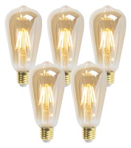 Sada 5 stmievateľných LED žiaroviek E27 ST64 Goldline 5W 380lm 2200K