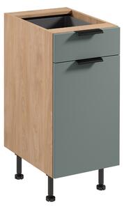 Dolná skrinka so šuplíkom SALERNO - šírka 40 cm, dub / zelená