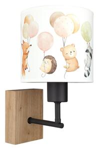 Brilagi - Nástenné svietidlo BOBO WOOD 1xE27/25W/230V dub/čierna/biela/zvieratká