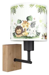 Brilagi - Nástenná lampa BOBO WOOD 1xE27/25W/230V dub/čierna/biela/zelená/džungľa