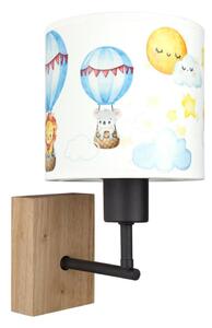 Brilagi - Nástenné svietidlo BOBO WOOD 1xE27/25W/230V dub/čierna/biela/motív zvieratiek