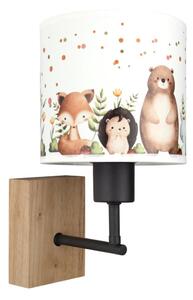 Brilagi - Nástenné svietidlo BOBO WOOD 1xE27/25W/230V dub/čierna/biela/so zvieratkami