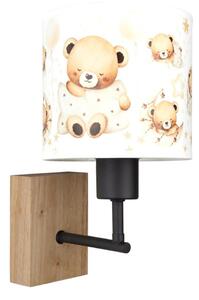 Brilagi - Nástenná lampa BOBO WOOD 1xE27/25W/230V dub/čierna/biela/medvedíky