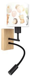 Brilagi - LED flexibilná lampa BOBO WOOD 1xE27/25W/230V + LED/3W dub/čierna/biela/so zvieracím motívom