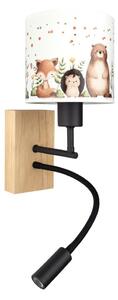 Brilagi - LED flexibilná lampa BOBO WOOD 1xE27/25W/230V + LED/3W dub/čierna/biela/so zvieracím motívom