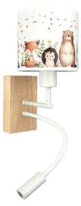 Brilagi - LED Flex. lampa BOBO WOOD 1xE27/25W/230V + LED/3W dub/biela/zvieratká