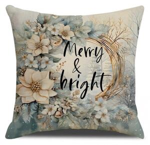 Vianočná obliečka na vankúš MERRY & BRIGHT 45x45 cm, béžová