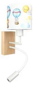 Brilagi - LED Flex. lampa BOBO WOOD 1xE27/25W/230V + LED/3W dub/biela/zvieratká