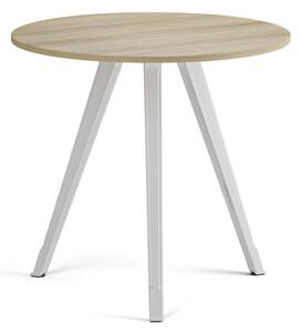 Konferenčný stôl PRIMO ZEN, priemer 80 cm, biela podnož, dub prírodný