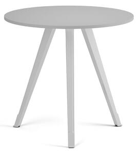 Konferenčný stôl PRIMO ZEN, priemer 80 cm, biela podnož, sivá