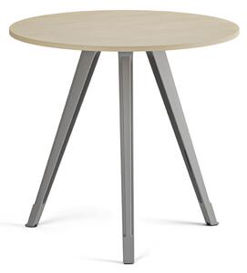 Konferenčný stôl PRIMO ZEN, priemer 80 cm, sivostrieborná podnož, breza