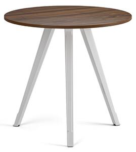 Konferenčný stôl PRIMO ZEN, priemer 80 cm, biela podnož, orech