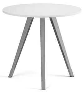 Konferenčný stôl PRIMO ZEN, priemer 80 cm, sivostrieborná podnož, biela