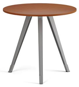 Konferenčný stôl PRIMO ZEN, priemer 80 cm, sivostrieborná podnož, čerešňa