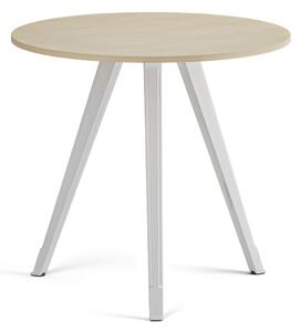 Konferenčný stôl PRIMO ZEN, priemer 80 cm, biela podnož, breza