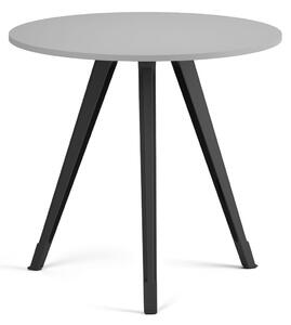 Konferenčný stôl PRIMO ZEN, priemer 80 cm, čierna podnož, sivá