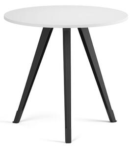 Konferenčný stôl PRIMO ZEN, priemer 80 cm, čierna podnož, biela
