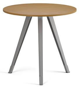Konferenčný stôl PRIMO ZEN, priemer 80 cm, sivostrieborná podnož, buk