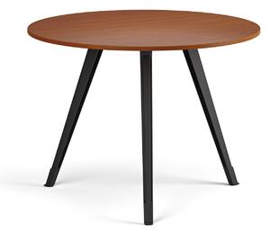Konferenčný stôl PRIMO ZEN, priemer 100 cm, čierna podnož, čerešňa